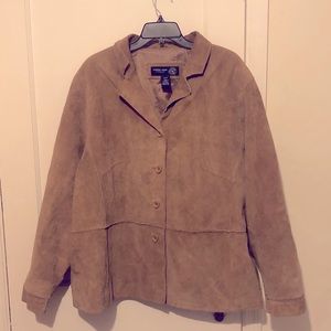 Plus Size 26/28. Camel Leather Suede Jacket Blazer
